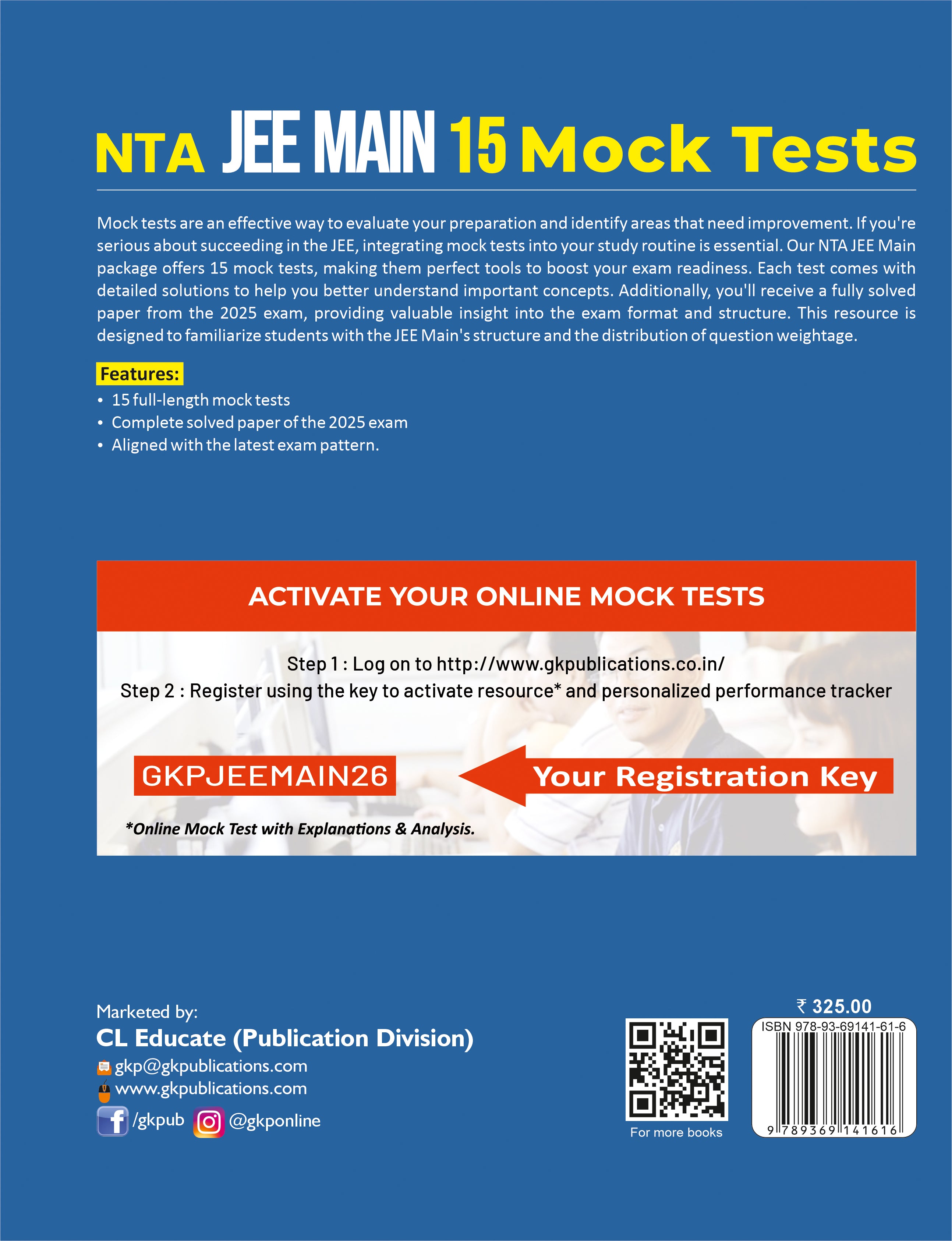 NTA-JEE Main 2026: 15 Mock Tests - Physics, Chemistry, Mathematics | Includes NTA Solved Paper of 2025 Exam | Free 3 Online Mock Test | NTA-JEE Main Exam Prep