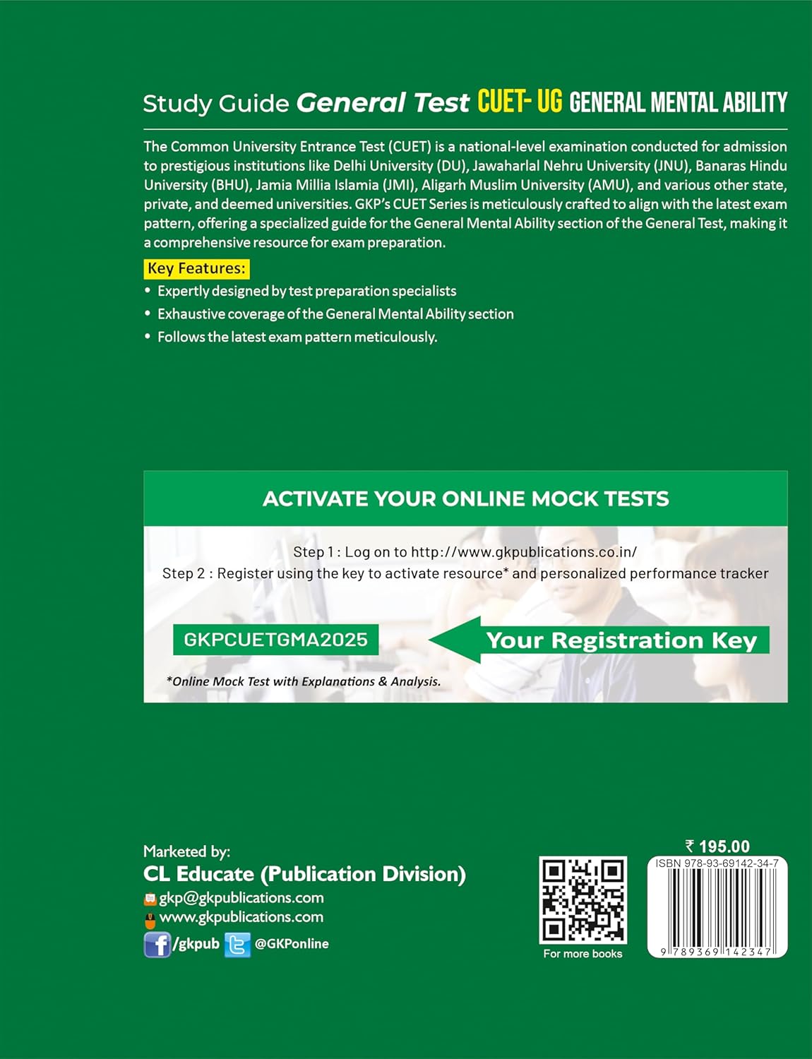 CUET-UG 2025: General Mental Ability Study Guide | Includes Solved Papers (2023-24) & Free Online Mock Test | Useful for DU, BHU, JNU, JNI, AMU | By Career Launcher | NTA CUET Exam Prep