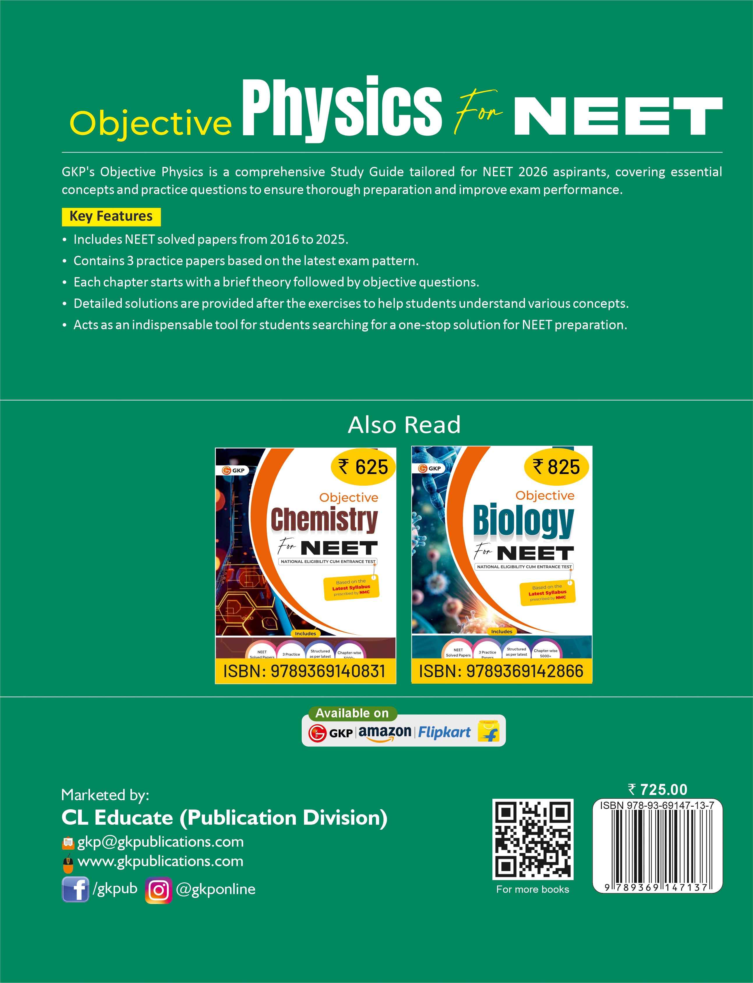 GKP NEET 2026 : Objective  Physics - Guide| Solved Papers fro 2016-25| 3 Practice Papers| National Eligibility cum Entrance Test