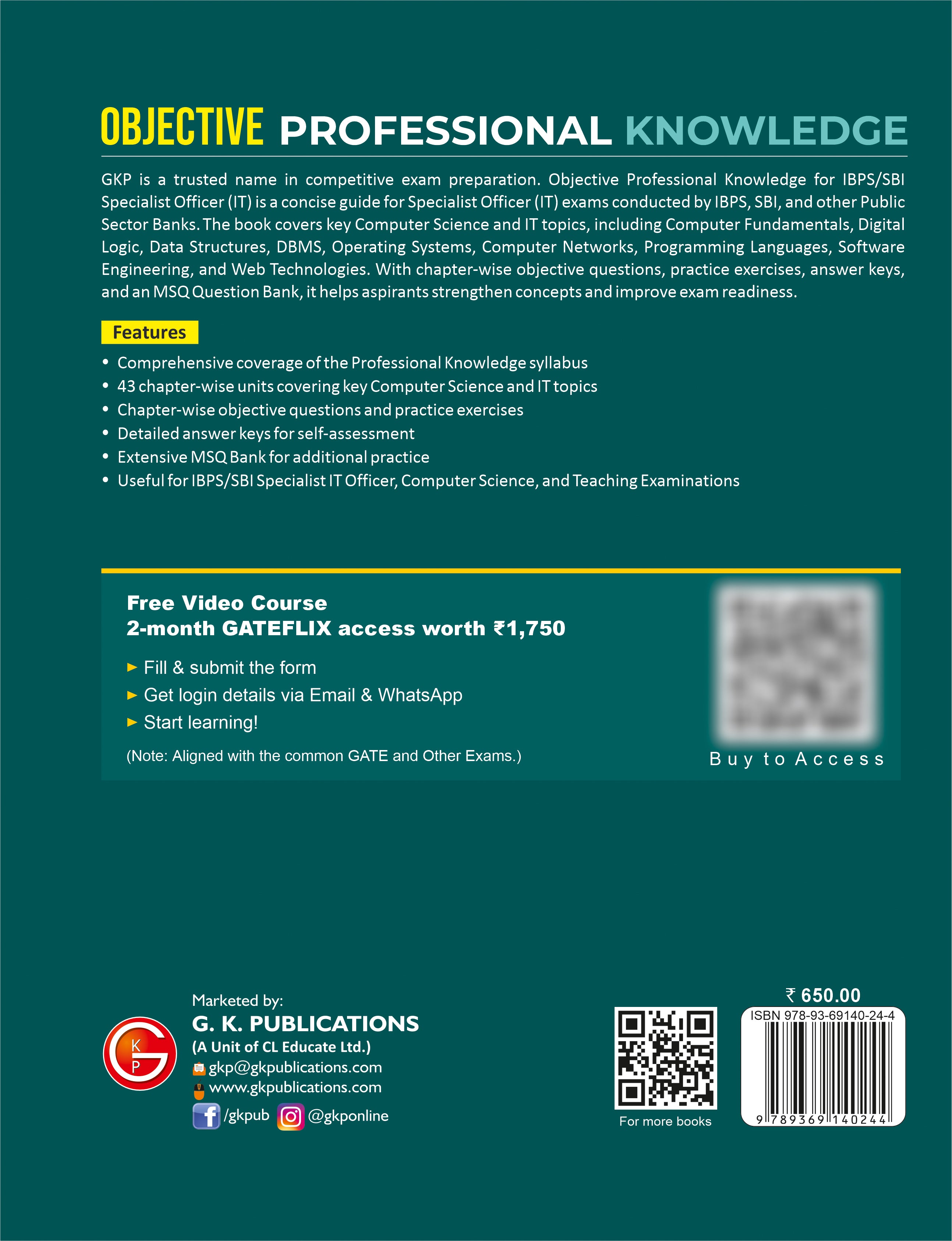 Objective Series (Degree) 2026 : Professional Knowledge (IBPS/SBI Specialist IT Officer/Computer Science/Teaching Exams)   by GKP