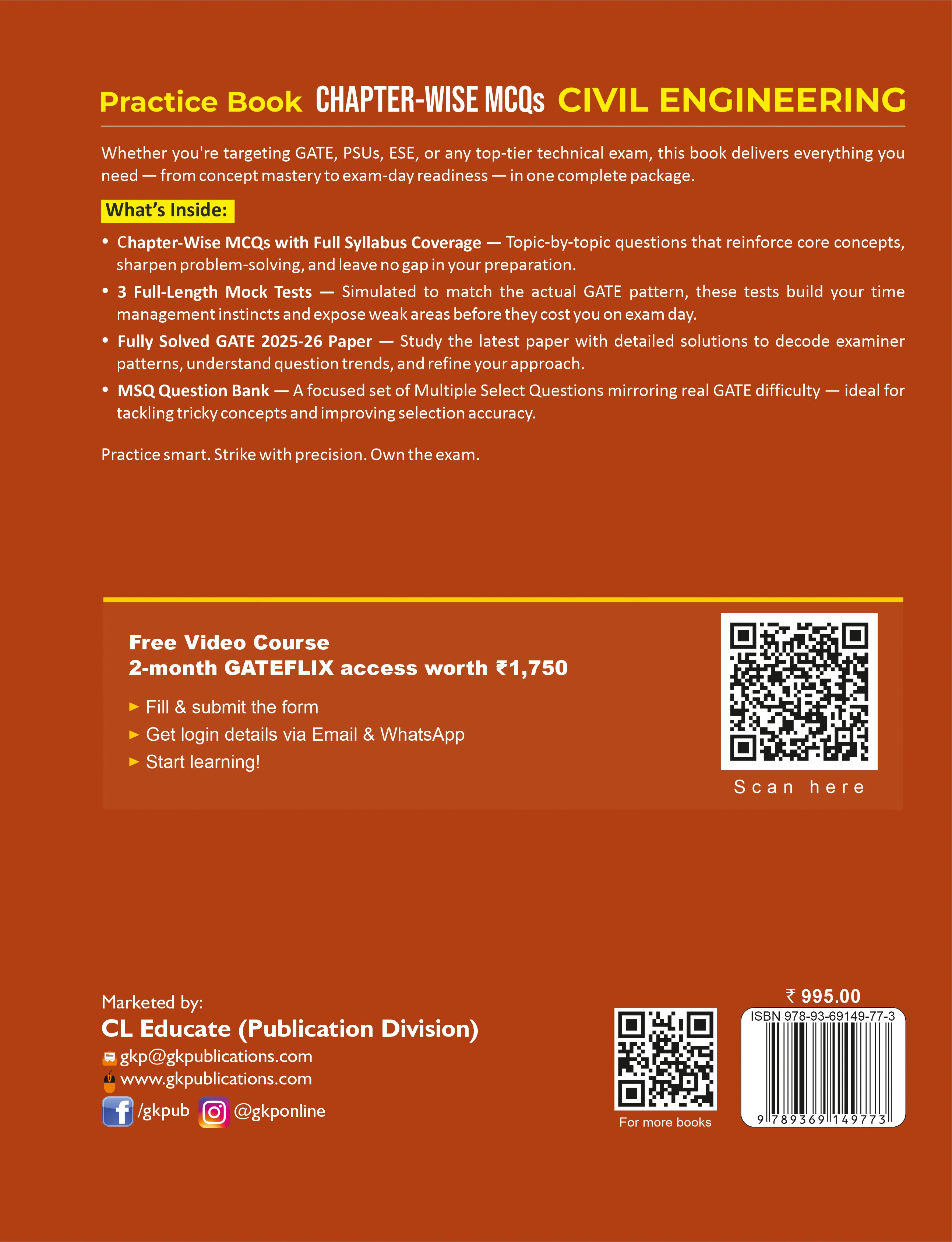 Practice Book 2027 : Civil Engineering - Chapter-Wise Multiple Choice Questions for GATE, PSUs and ESE