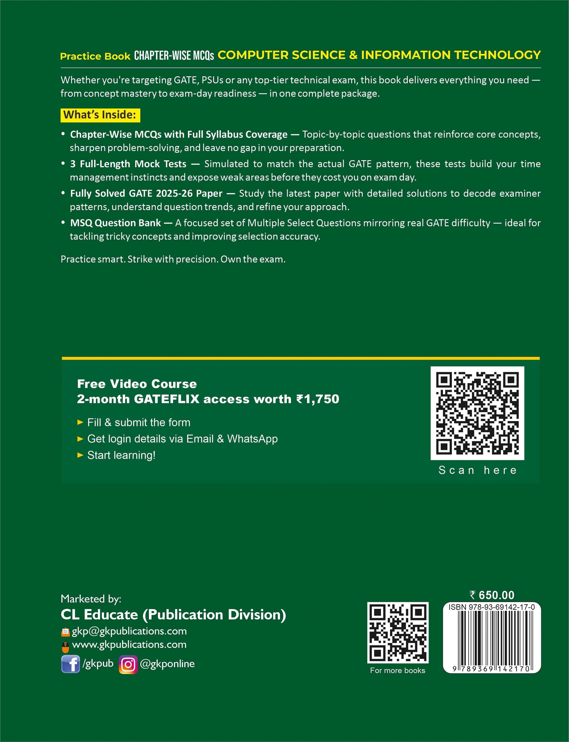 GATE-CS/IT 2027 Practice Book | Chapter-wise MCQs & MSQs | Computer Science & IT Engineering | 3 Mock Test & Solved Papers 2025-26 | GATE CS & IT Practice Papers - GK Publications