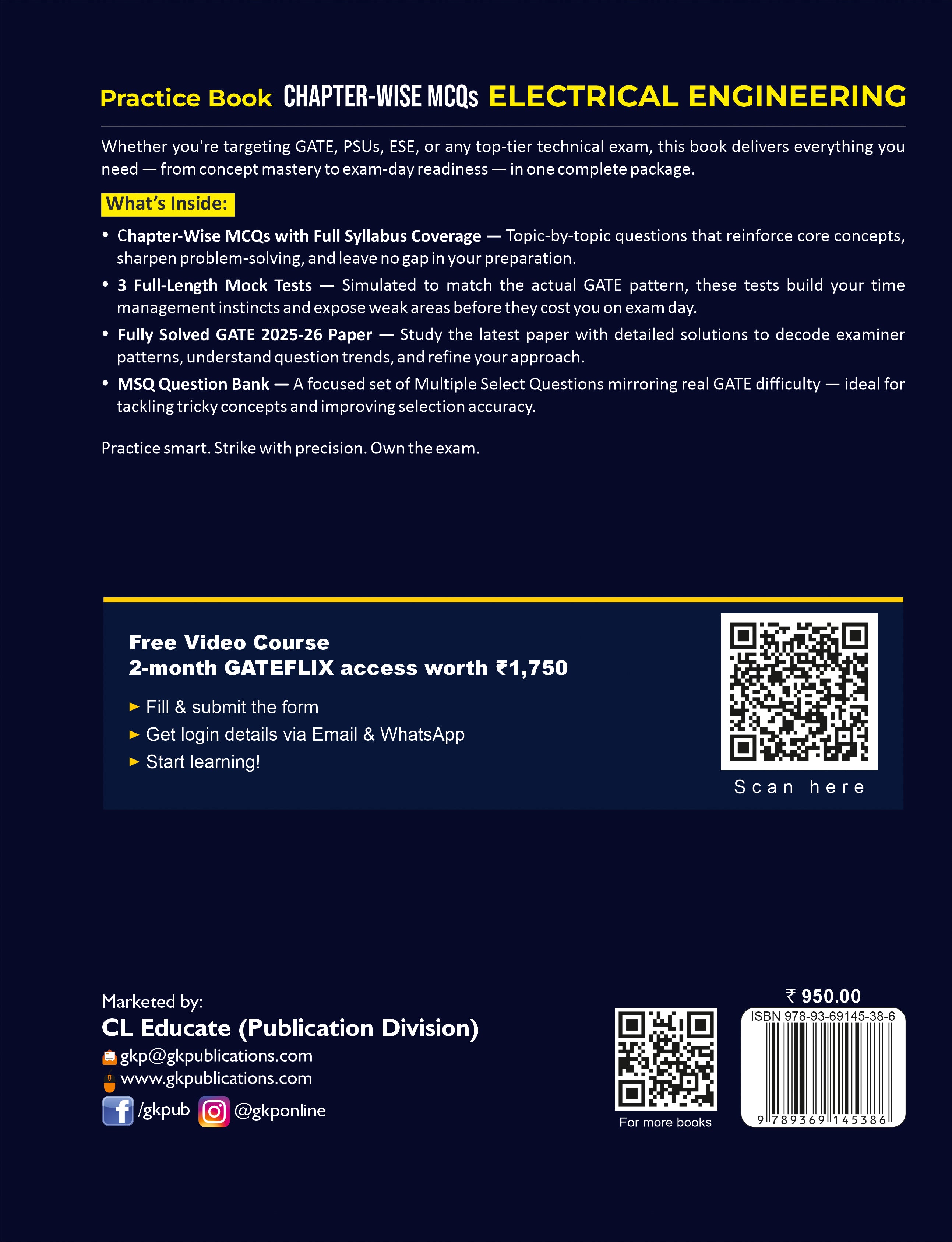Practice Book 2027 : Electrical Engineering - Chapter-Wise Multiple Choice Questions for GATE, PSUs and ESE|  GATE, PSUs, ESE|
