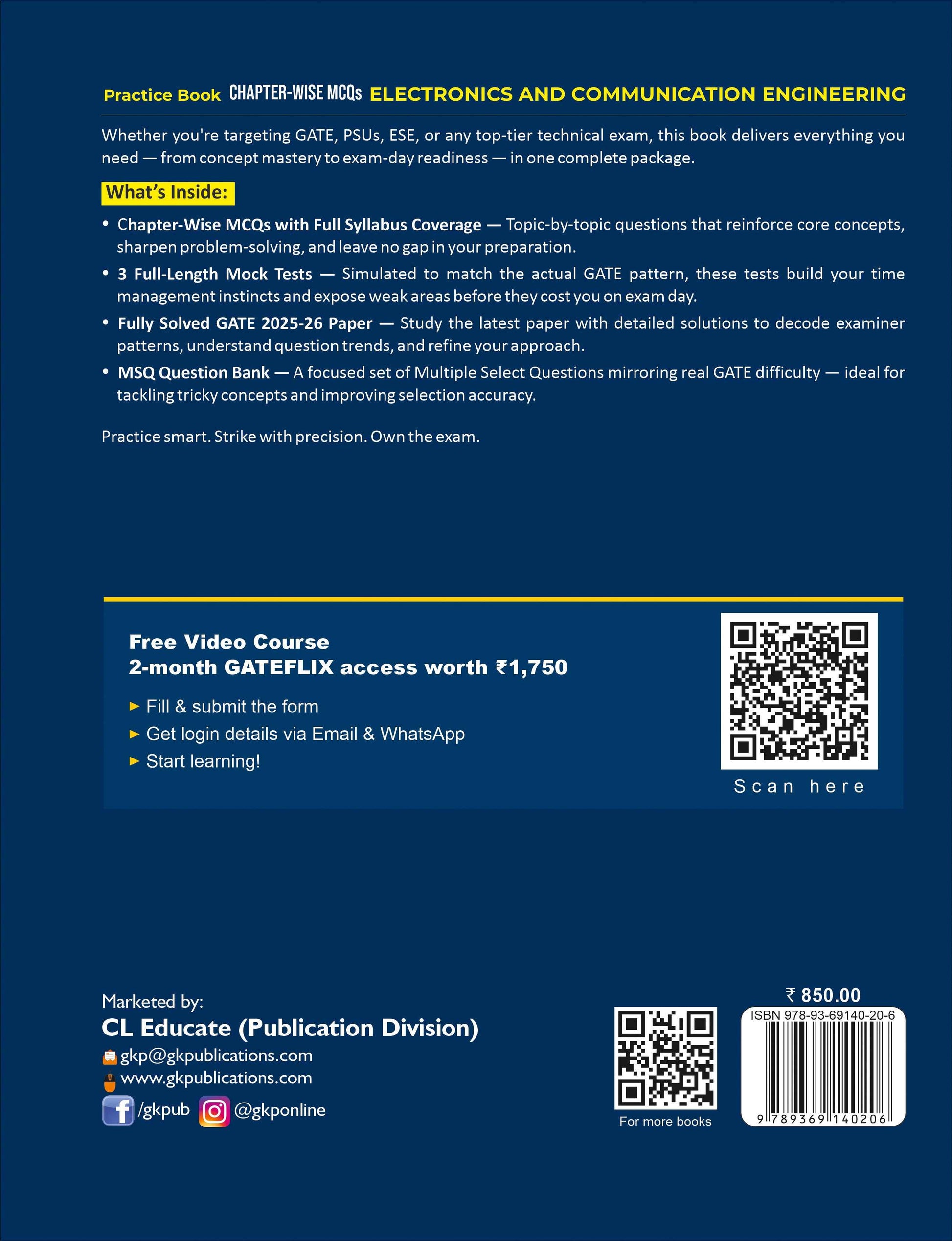 GATE-ECE 2027 Practice Book - Chapter-wise MCQs & MSQs | Electronics & Communication Engineering | 3 Mock Tests & Solved Papers 2025-26 | GATE-ECE Practice Papers - GK Publications