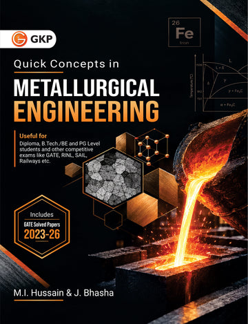 Quick Concepts in Metallurgical Engineering by M.I. Hussain & J. Basha | Includes 4 Years Solved Papers (2023-2026) | Comprehensive Study & Revision Guide for Diploma B.Tech/BE, PG Level Students, GATE, RINL, SAIL & Railway Exams