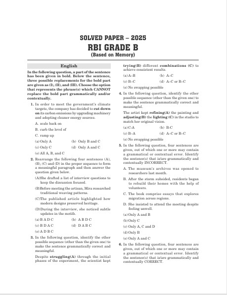 RBI 2026: Grade-B Officers Phase-1 Study Guide | Quantitative Aptitude, Reasoning, English, Banking Awareness | 2 Practice Papers & 2025 Solved Paper | RBI Entrance Exams