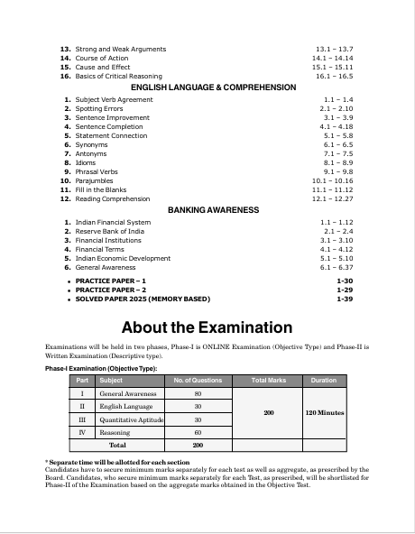 RBI 2026: Grade-B Officers Phase-1 Study Guide | Quantitative Aptitude, Reasoning, English, Banking Awareness | 2 Practice Papers & 2025 Solved Paper | RBI Entrance Exams