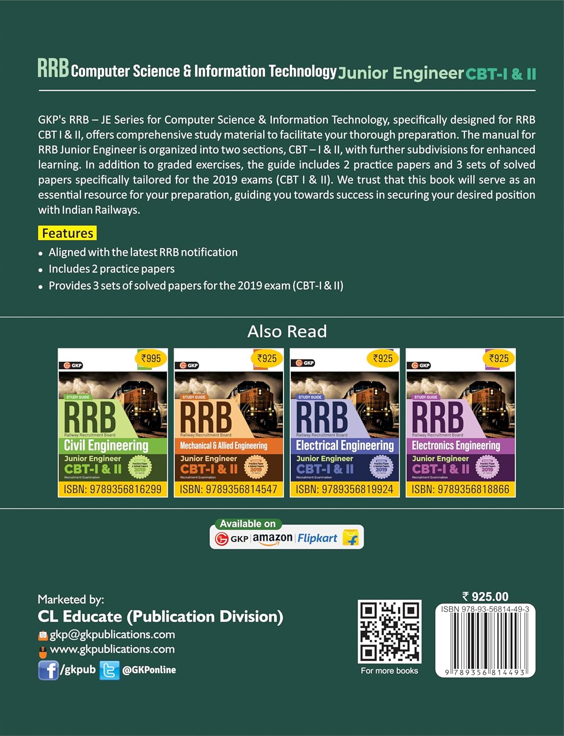 RRB-JE 2025: Computer Science & Information Technology Study Guide (CBT-1 & 2) | Includes 2 Practice Papers & 3 Sets of 2019 Solved Papers | RRB - Computer Sci. & IT Junior Engineer Exam