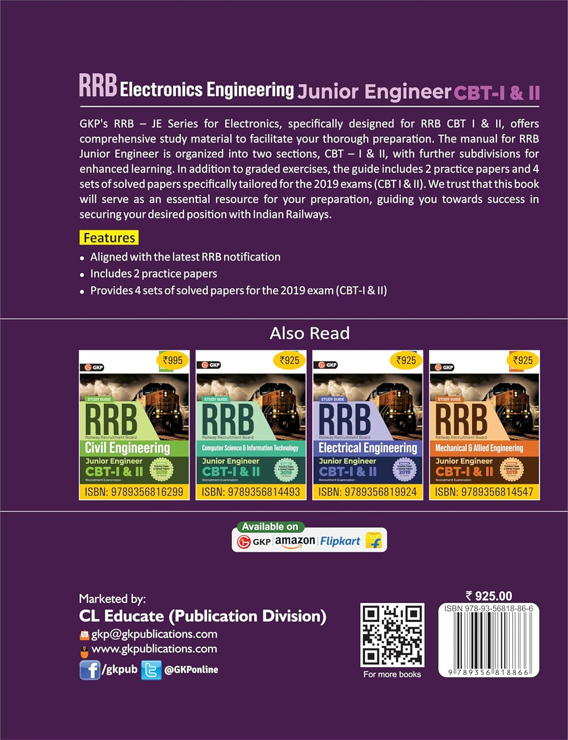 RRB-JE 2025: Electronics Engineering Study Guide (CBT-1 & 2) | Includes 2 Practice Papers & 4 Sets of 2019 Solved Papers | RRB - Electrical Junior Engineer Exam
