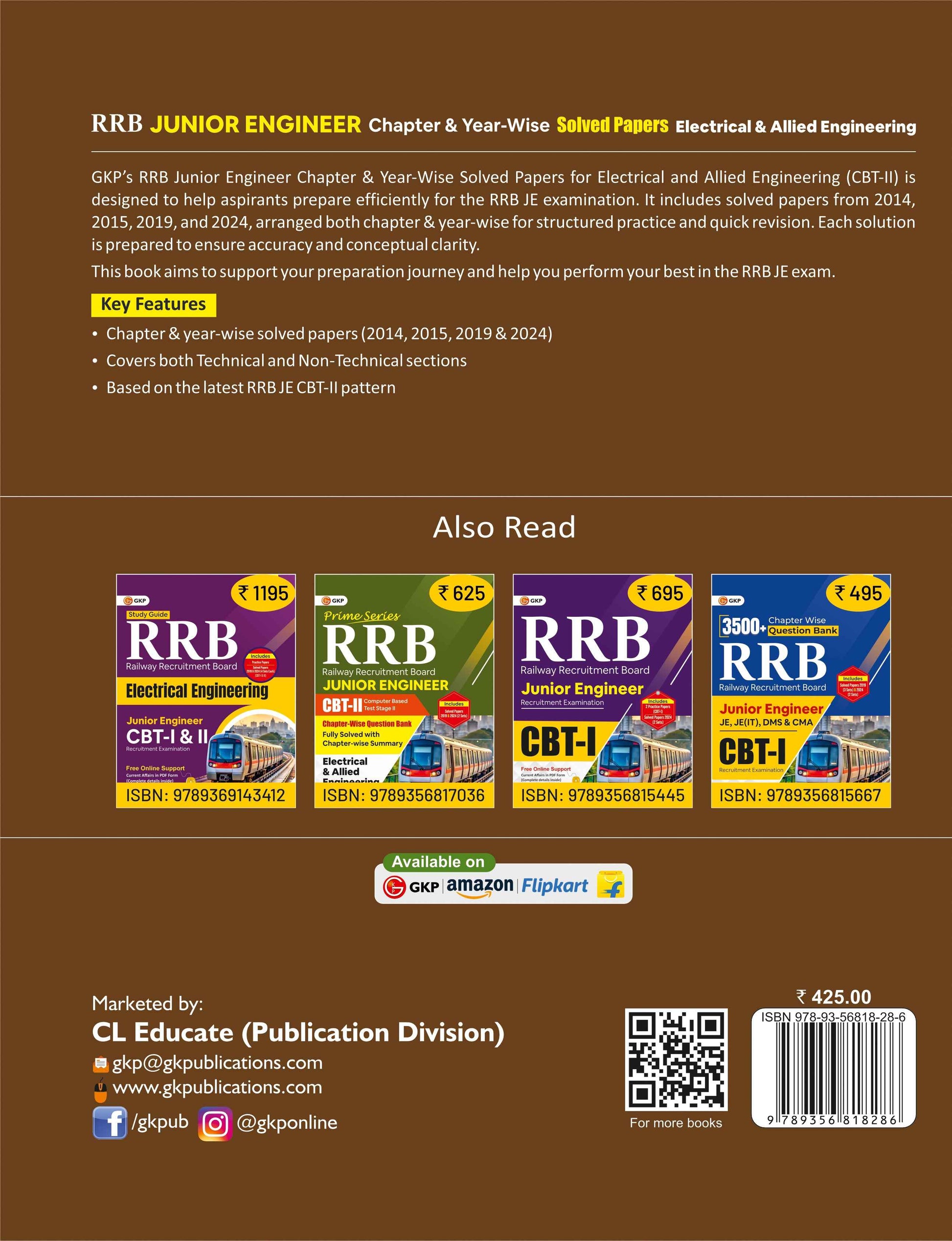 RRB JE 2025–26 Junior Engineer CBT-II | Electrical & Allied Engineering | Chapter-wise & Year-wise Solved Papers (2014, 2015, 2019) | 34 Practice Sets