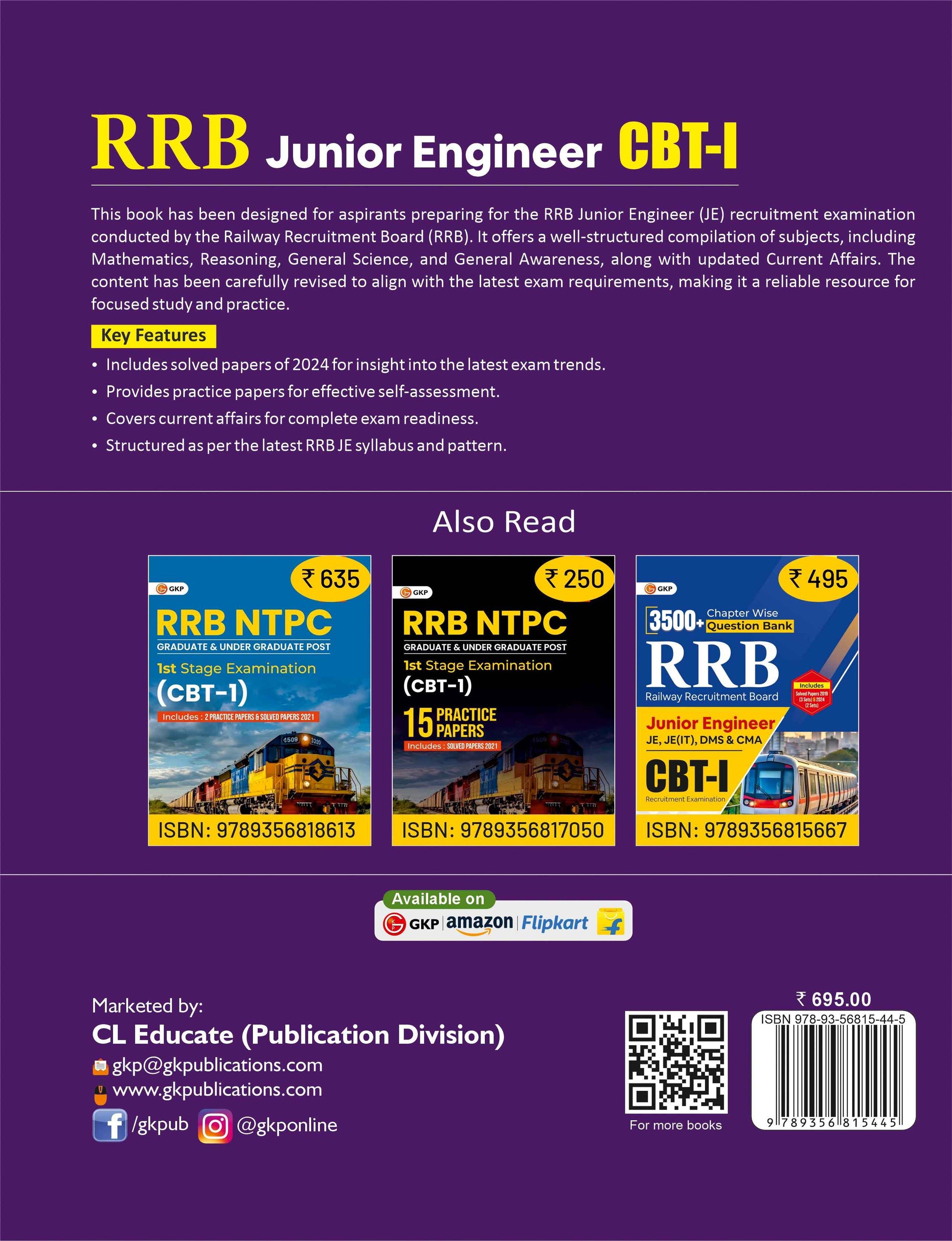 RRB JE 2026: CBT-1 Study Guide | Includes Solved Paper of 2024 (2 Sets) & 2 Full-Length Practice Papers | Railway - RRB Junior Engineer Exam Prep