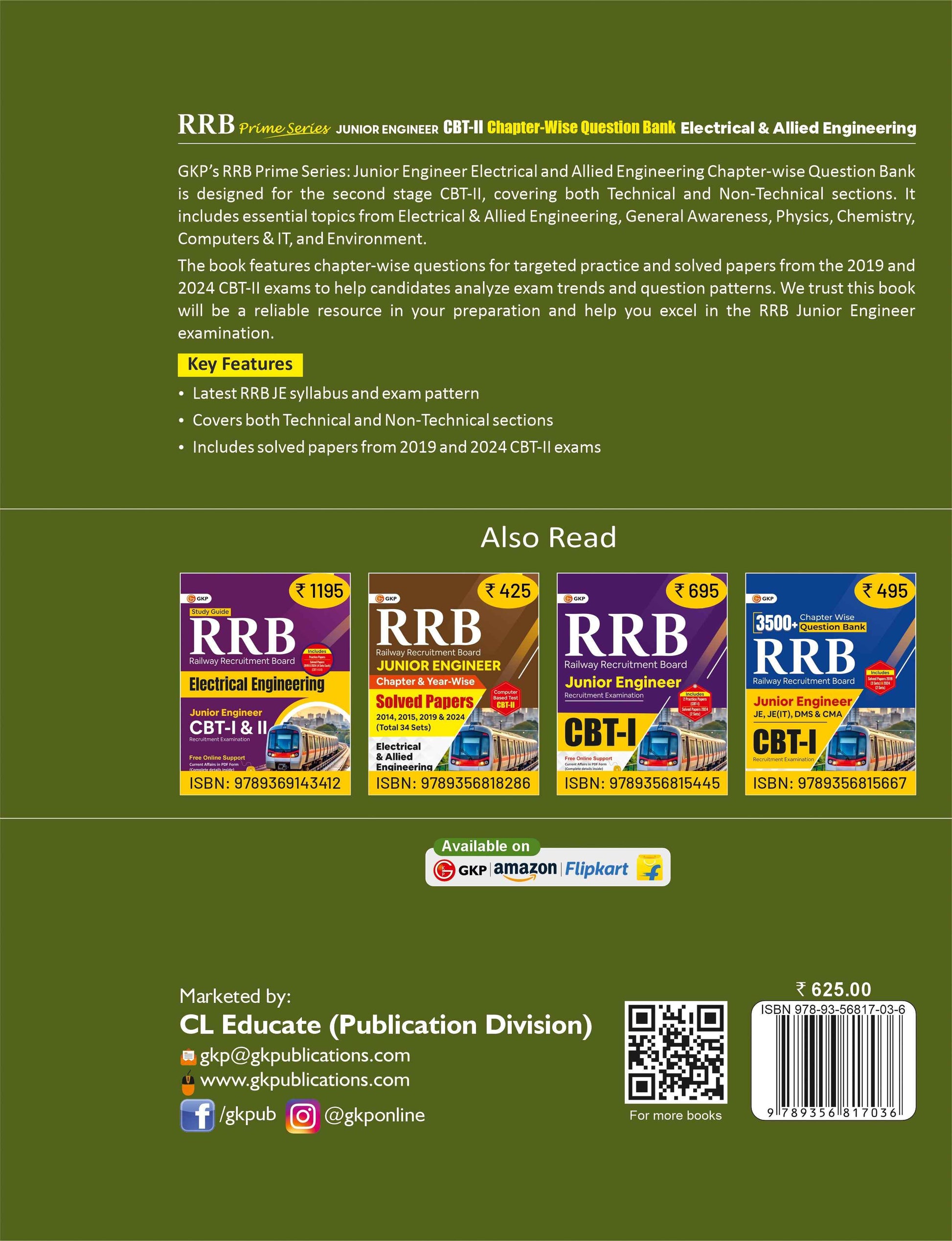 RRB JE 2025–26 Question Bank – CBT-II Chapter-wise for Junior Engineer | Electrical & Allied Engineering | Covers Technical & Non-Technical Sections | 2019 & 2024 Solved Papers | Prime Series