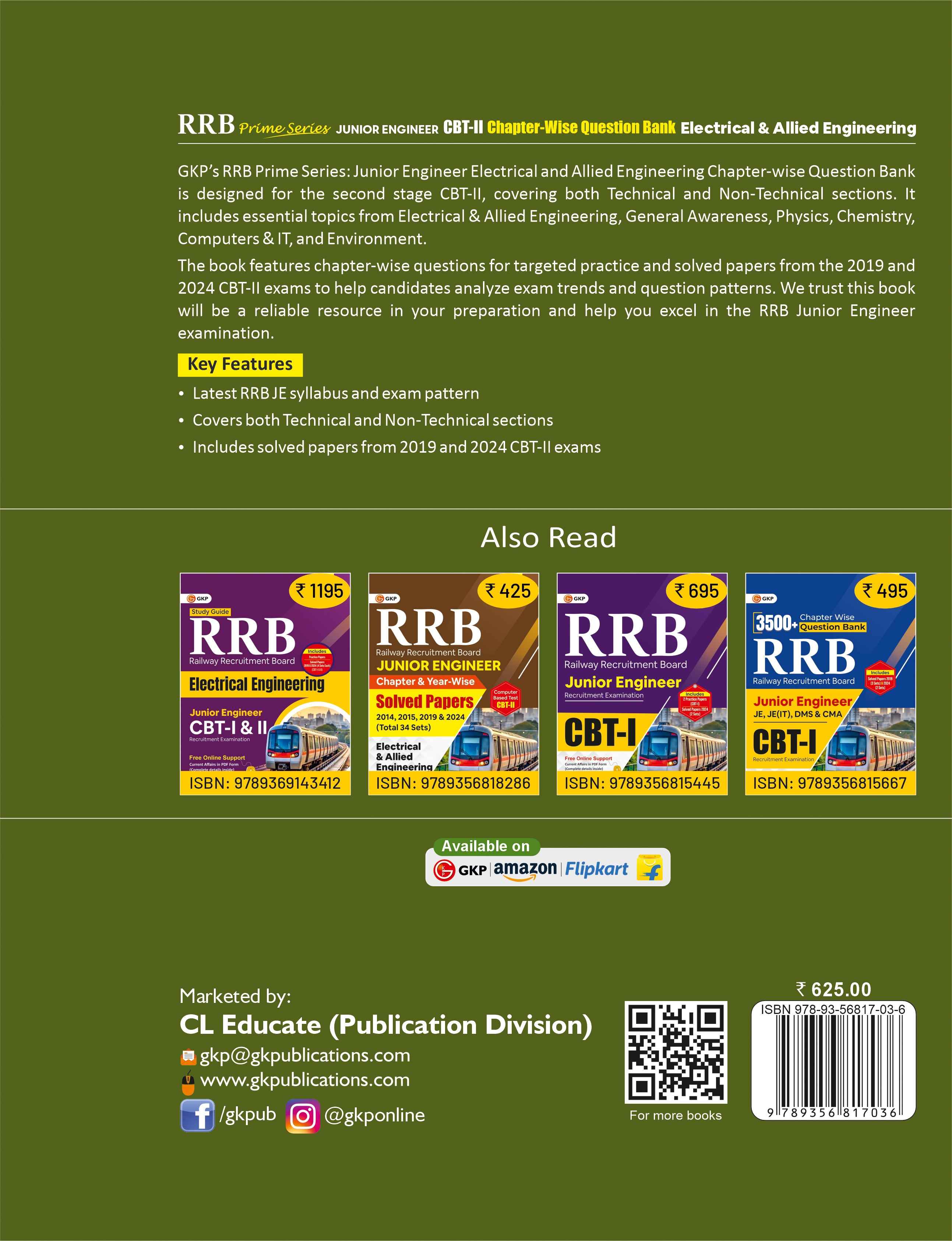 RRB JE 2025–26 Question Bank – CBT-II Chapter-wise for Junior Engineer | Electrical & Allied Engineering | Covers Technical & Non-Technical Sections | 2019 & 2024 Solved Papers | Prime Series