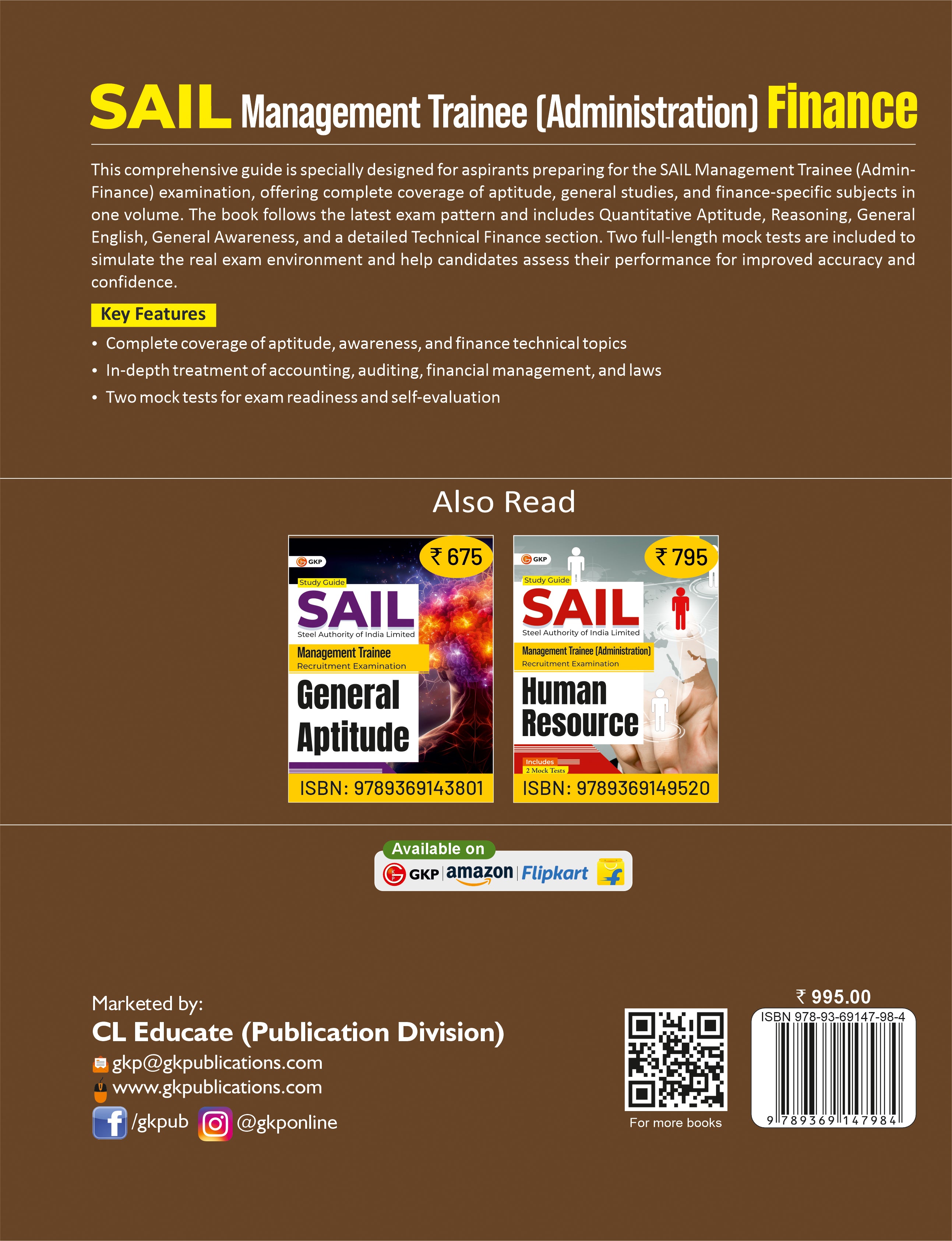 SAIL 2025-26 : Management Trainee (Administration) - Finance| 2 Full-Length Mock Tests