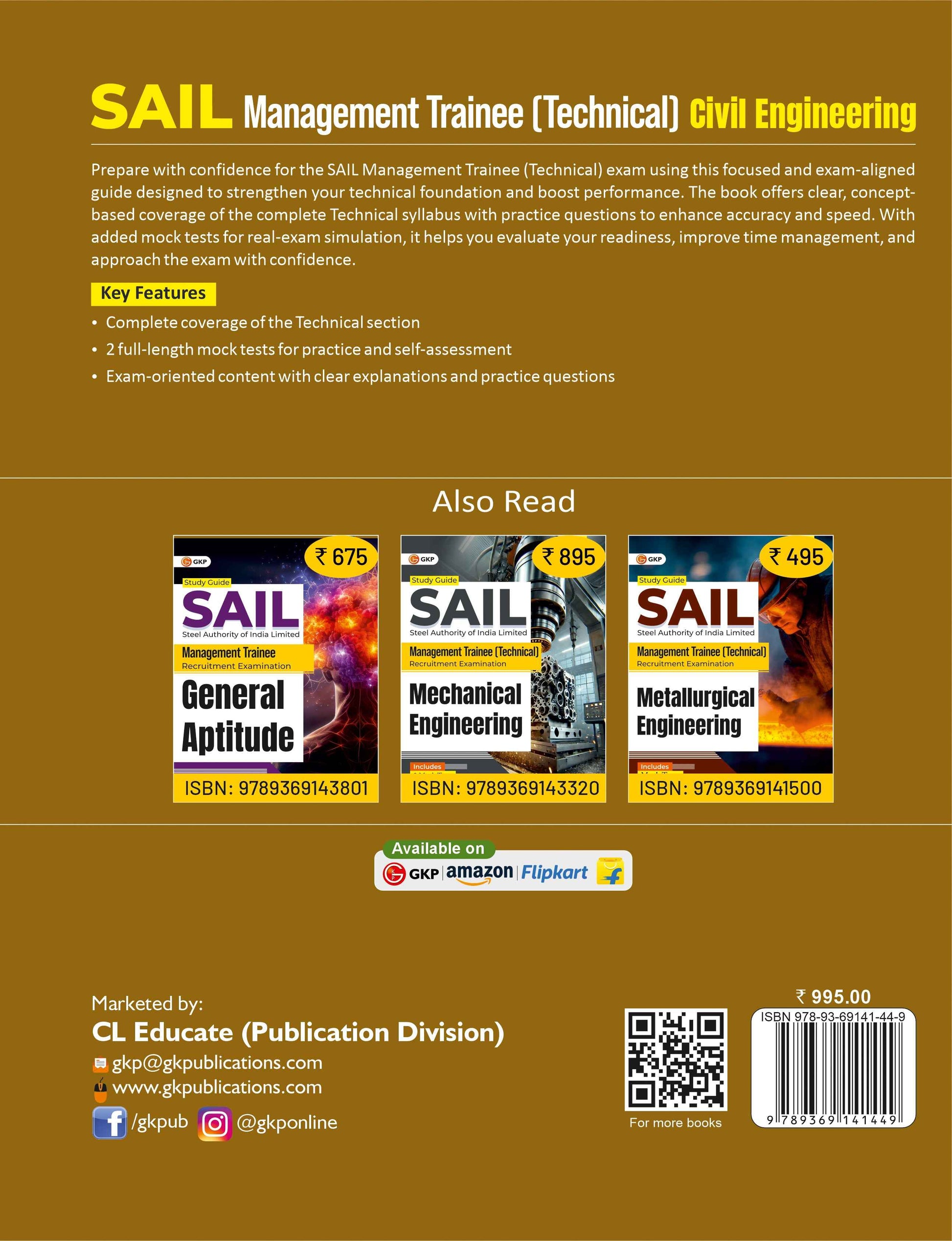 SAIL 2025-26 : Management Trainee (Technical) - Civil Engineering| 2 Full-Length Mock Tests