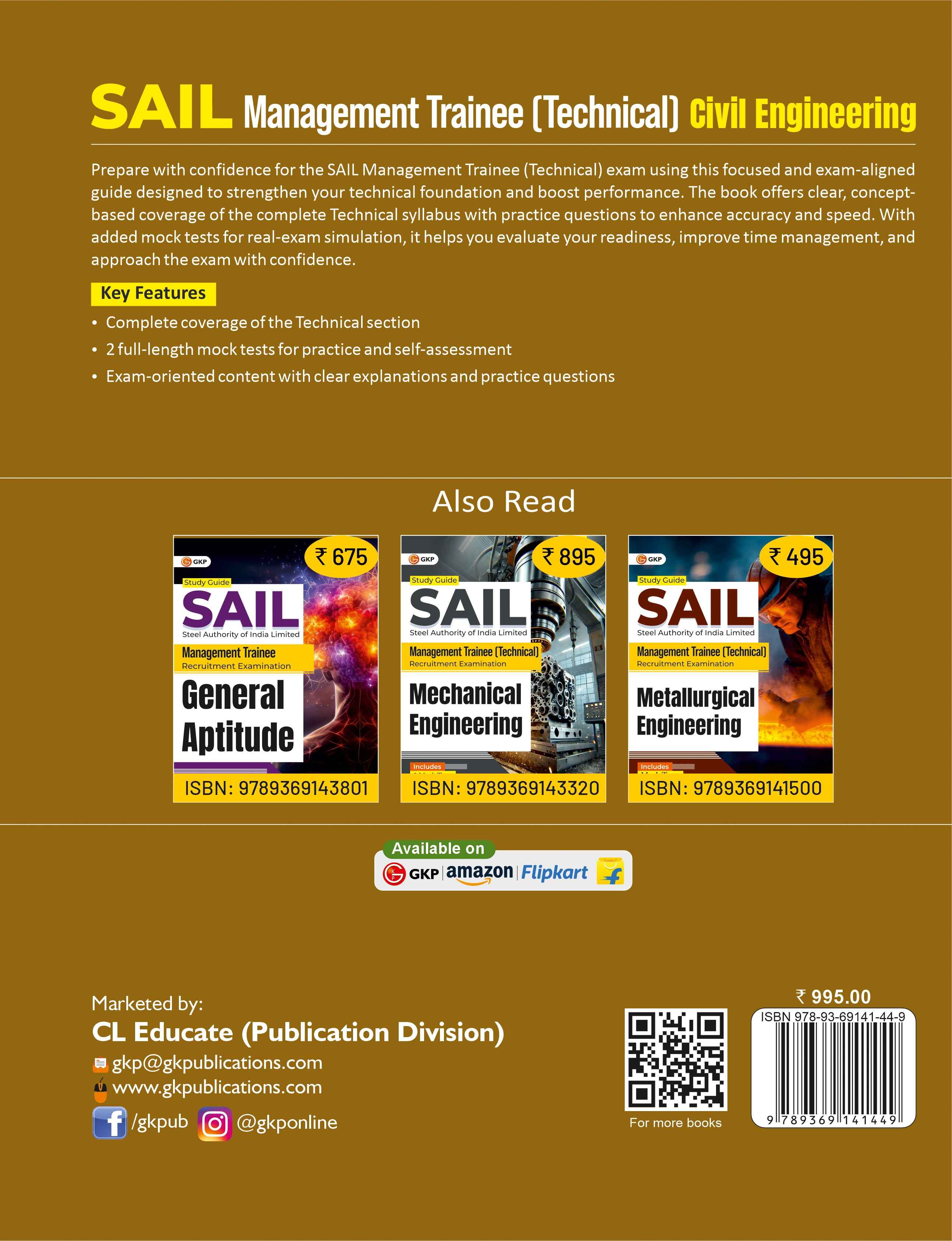 SAIL 2025-26 : Management Trainee (Technical) - Civil Engineering| 2 Full-Length Mock Tests