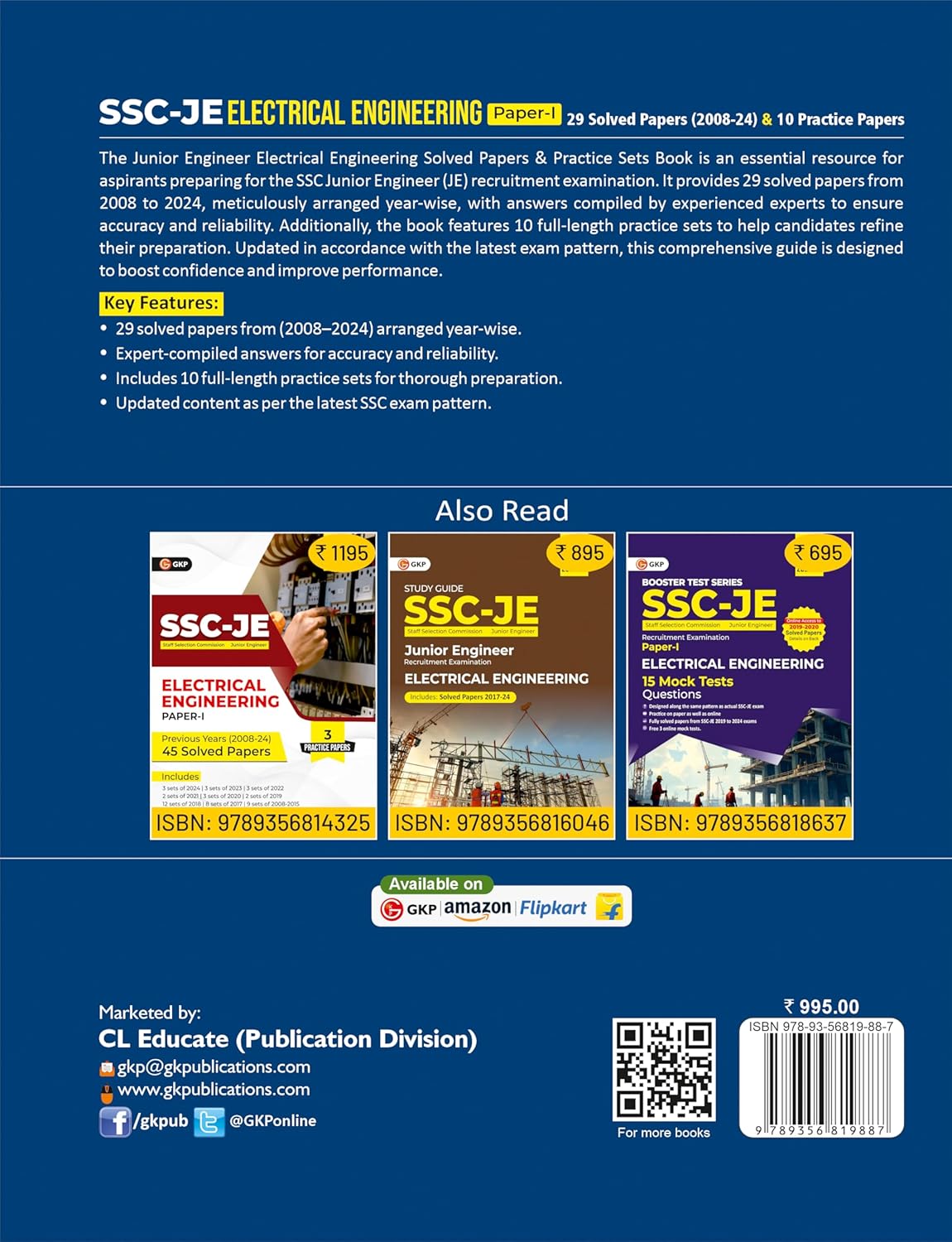 SSC-JE 2025-26: Electrical Engineering (Paper-1) - 29 Solved Papers (2008-24) & Full-Length 10 Practice Papers Sets | SSC - Electrical Junior Engineer Exam