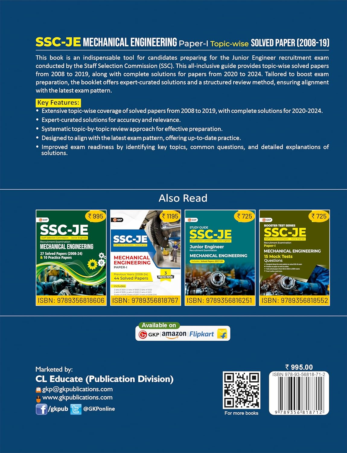 SSC-JE 2025-26: Mechanical Engineering (Paper-1) - Topic-wise Solved Papers of 2008-19 | Includes Year-wise Solved Paper of 2020-24 | SSC - Mechanical Junior Engineer Exam