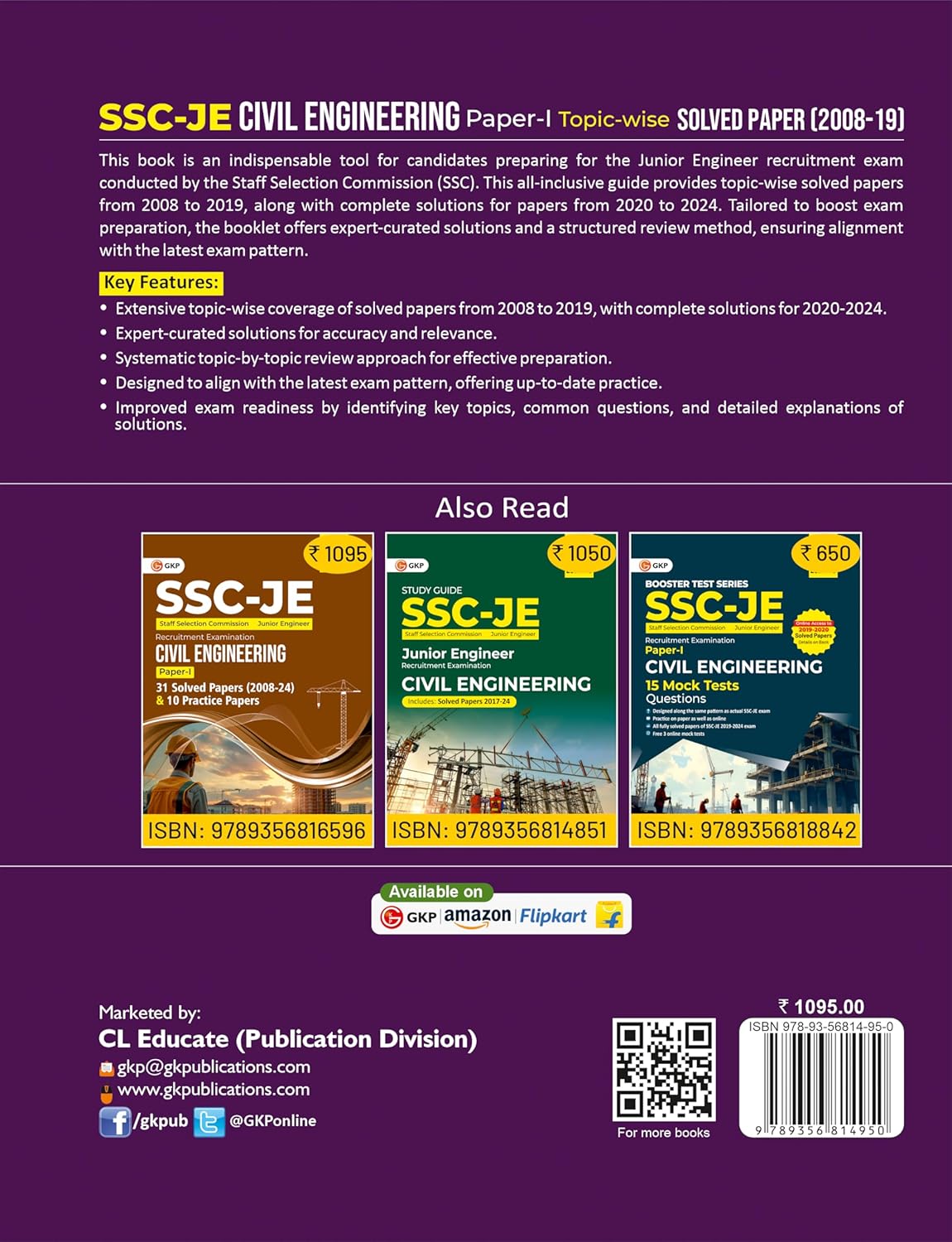 SSC-JE 2025-26: Civil Engineering (Paper-1) - Topic-wise Solved Papers of 2008-19 | Includes Year-wise Solved Paper of 2020-24 | SSC - Civil Junior Engineer Exam
