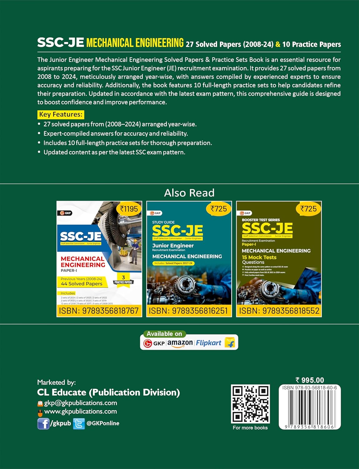 SSC-JE 2025-26: Mechanical Engineering (Paper-1) - 27 Solved Papers (2008-24) & Full-Length 10 Practice Papers Sets | SSC - Mechanical Junior Engineer Exam