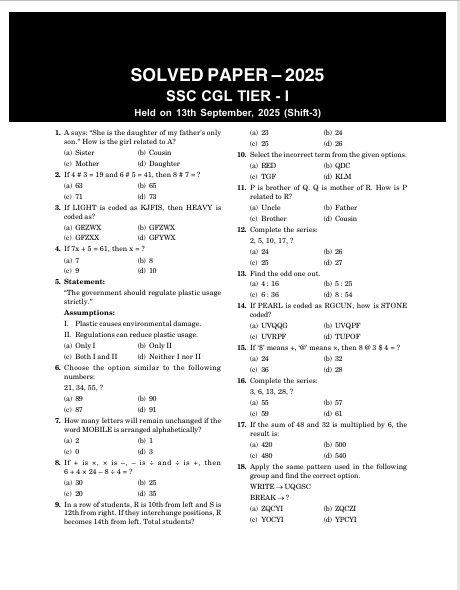 SSC-CGL 2027 : Tier 1 - 44 Solved Papers – table of contents, page 3