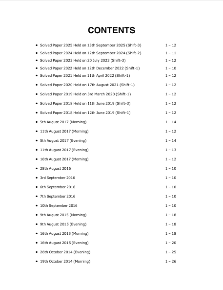 SSC-CGL 2027 : Tier 1 - 44 Solved Papers – table of contents, page 1