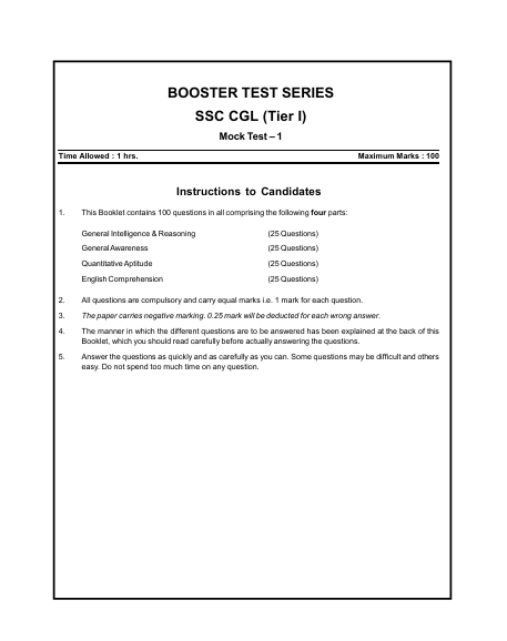 SSC-CGL 2027 : Tier 1 Booster Test Series – table of contents, page 3