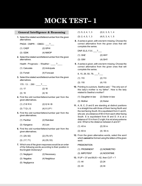 SSC-CGL 2027 : Tier 1 Booster Test Series – table of contents, page 4
