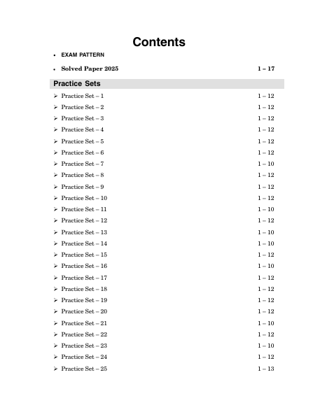 SSC-CHSL 2027 : (10+2) Tier 1 - 25 Practice Sets – table of contents, page 1