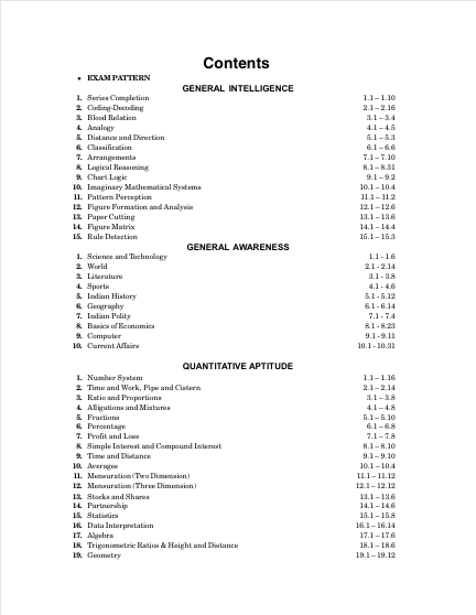 SSC-CHSL 2027 : (10+2) Tier 1 Study Guide – table of contents, page 1