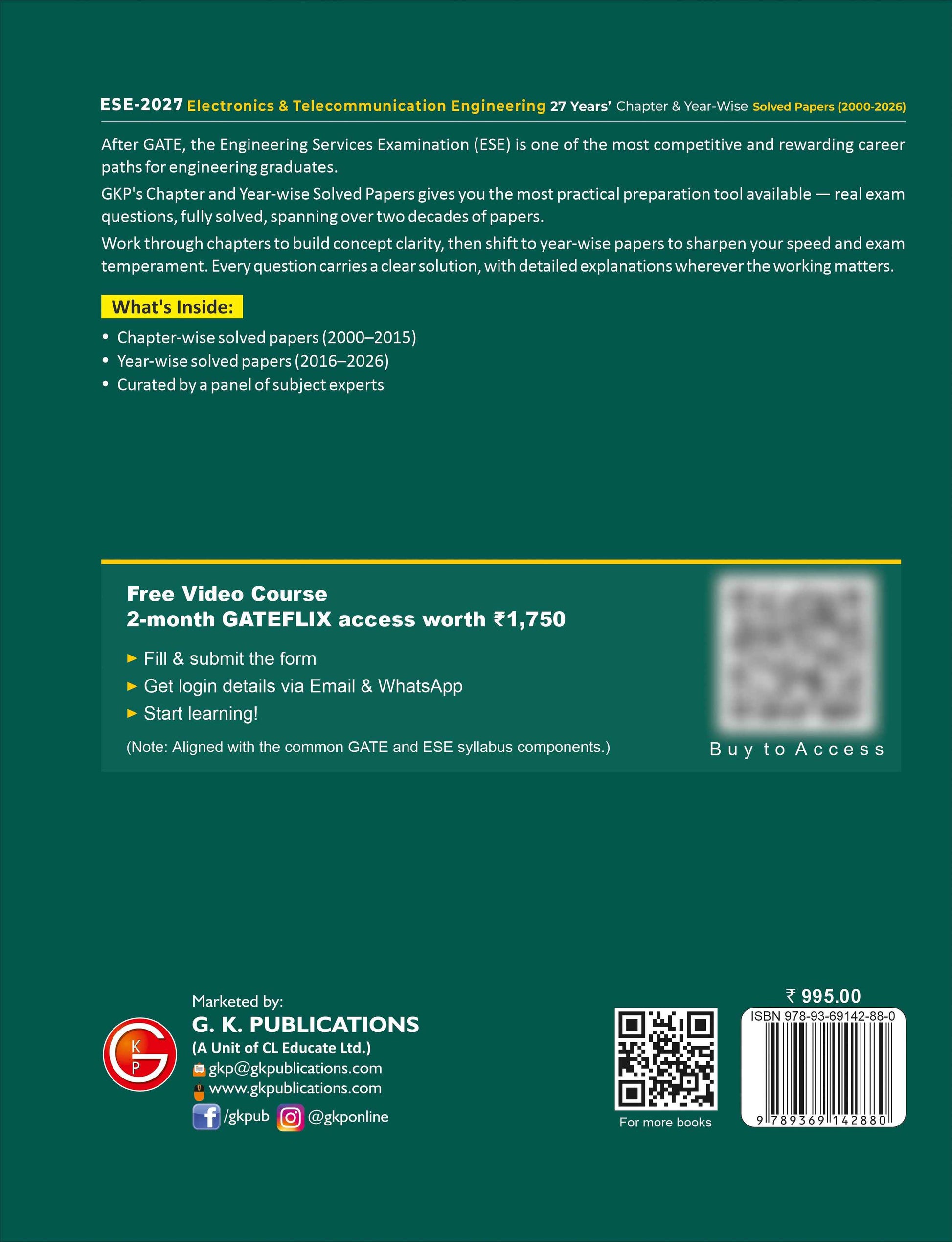 UPSC ESE 2027 : Electronics & Telecommunication Engineering - Chapter Wise & Year Wise Solved Papers 2000-2026