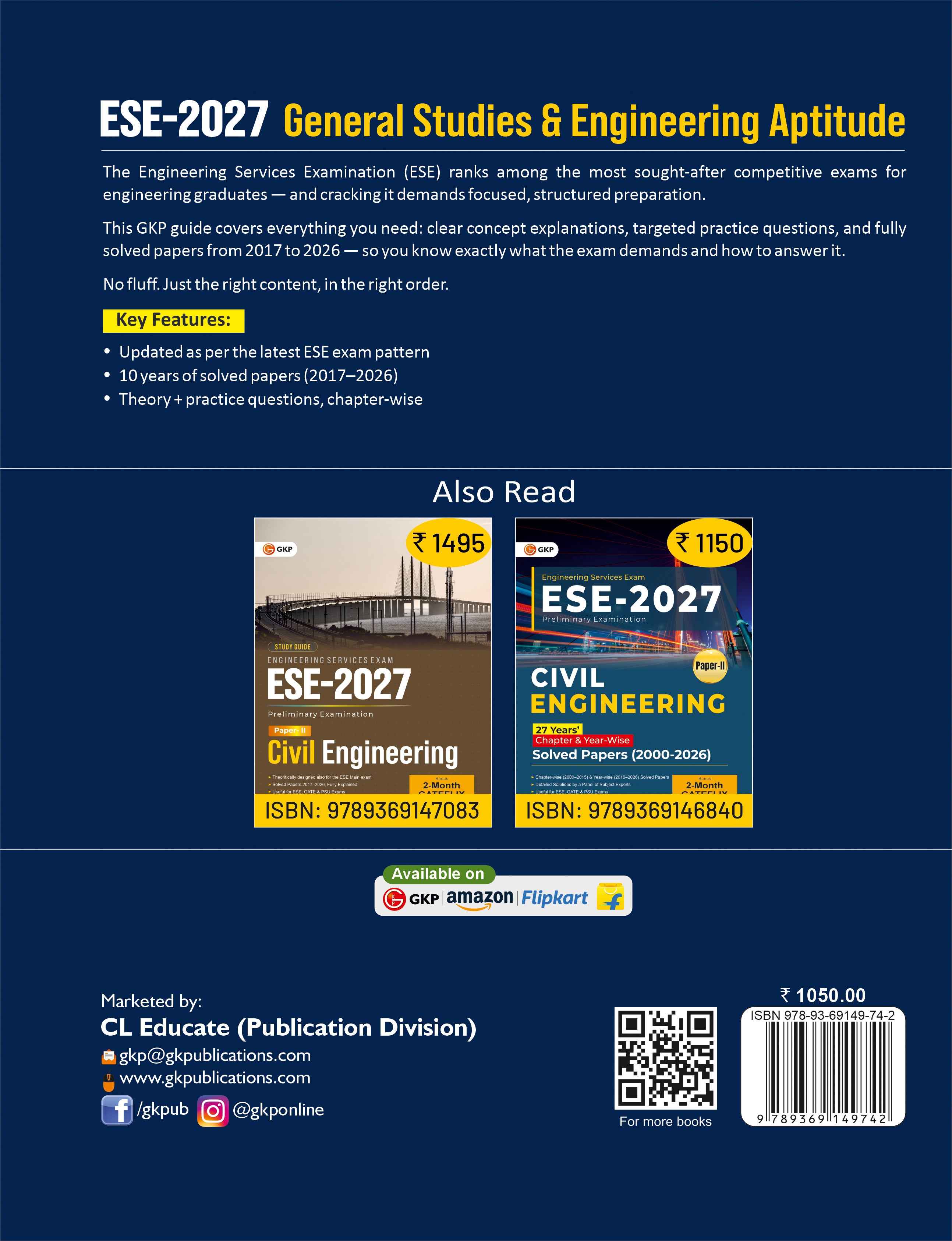 ESE-GS & EA 2027 Study Guide | General Studies & Engineering Aptitude Paper-1 | Solved Papers 2017-2026 | Practice Questions & Concept Notes for All Engg. Branches | UPSC Engineering Services Prep Book | ESE Prelims Exam Guide - GK Publications