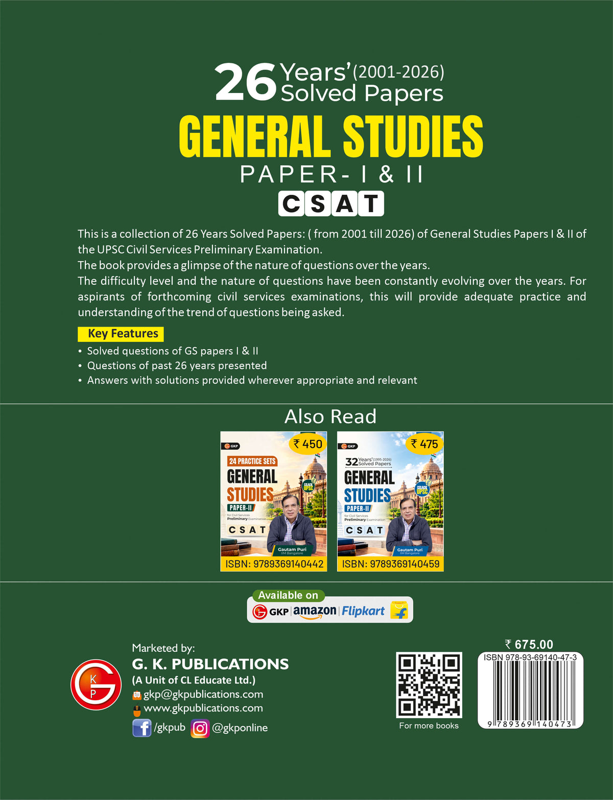 UPSC 2027: 26 Years' Solved Papers - General Studies Paper I & II (CSAT) | 2026 - 2001 PYQ Papers with detailed solutions | Trend & Evolution Mapping | UPSC Civil Services IAS Prelims Question Bank