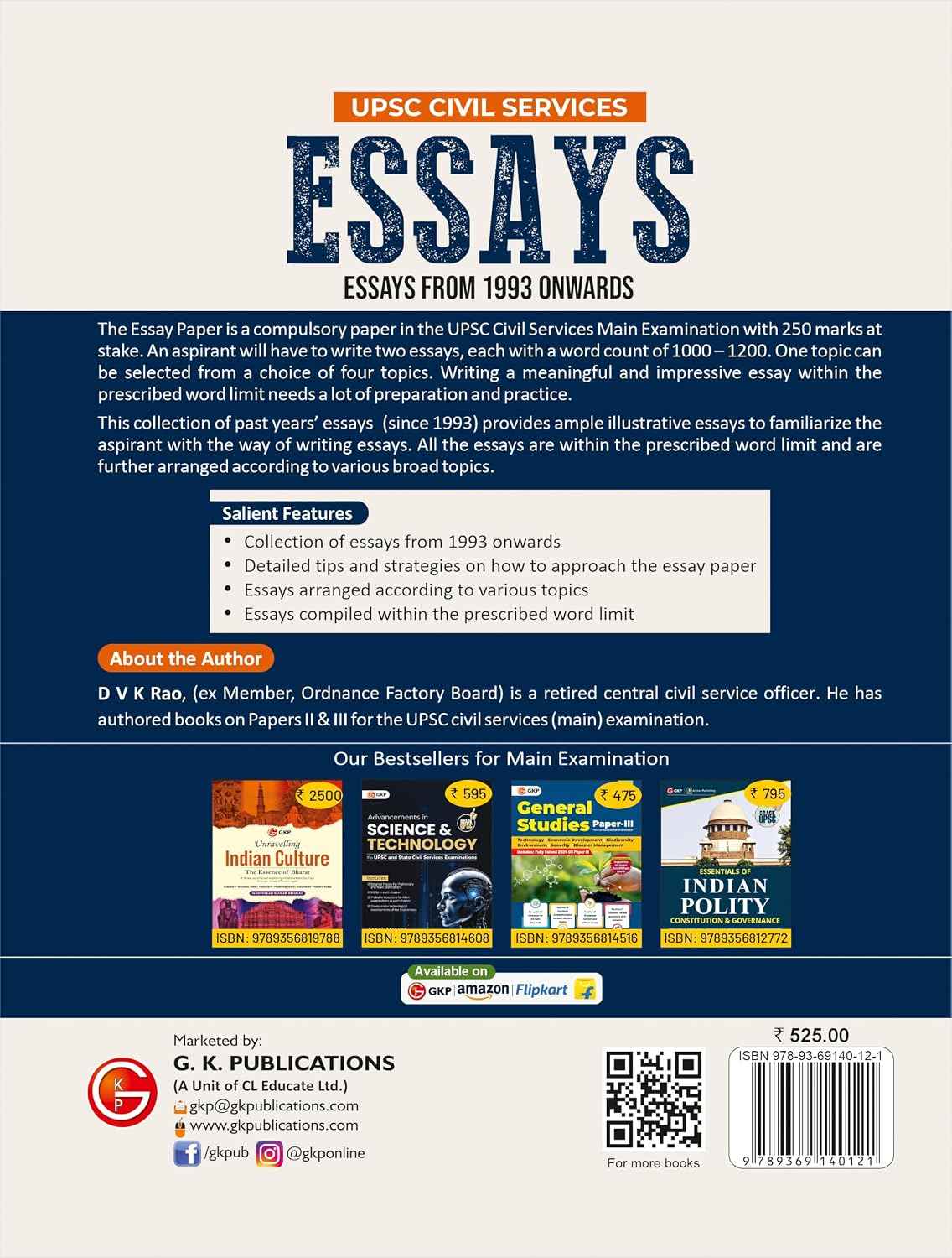 UPSC Civil Services Essays Book | 34 Year Solved Papers 1993 to 2026 | 4th Edition for IAS Mains Exam Prep by DVK Rao | UPSC Guide