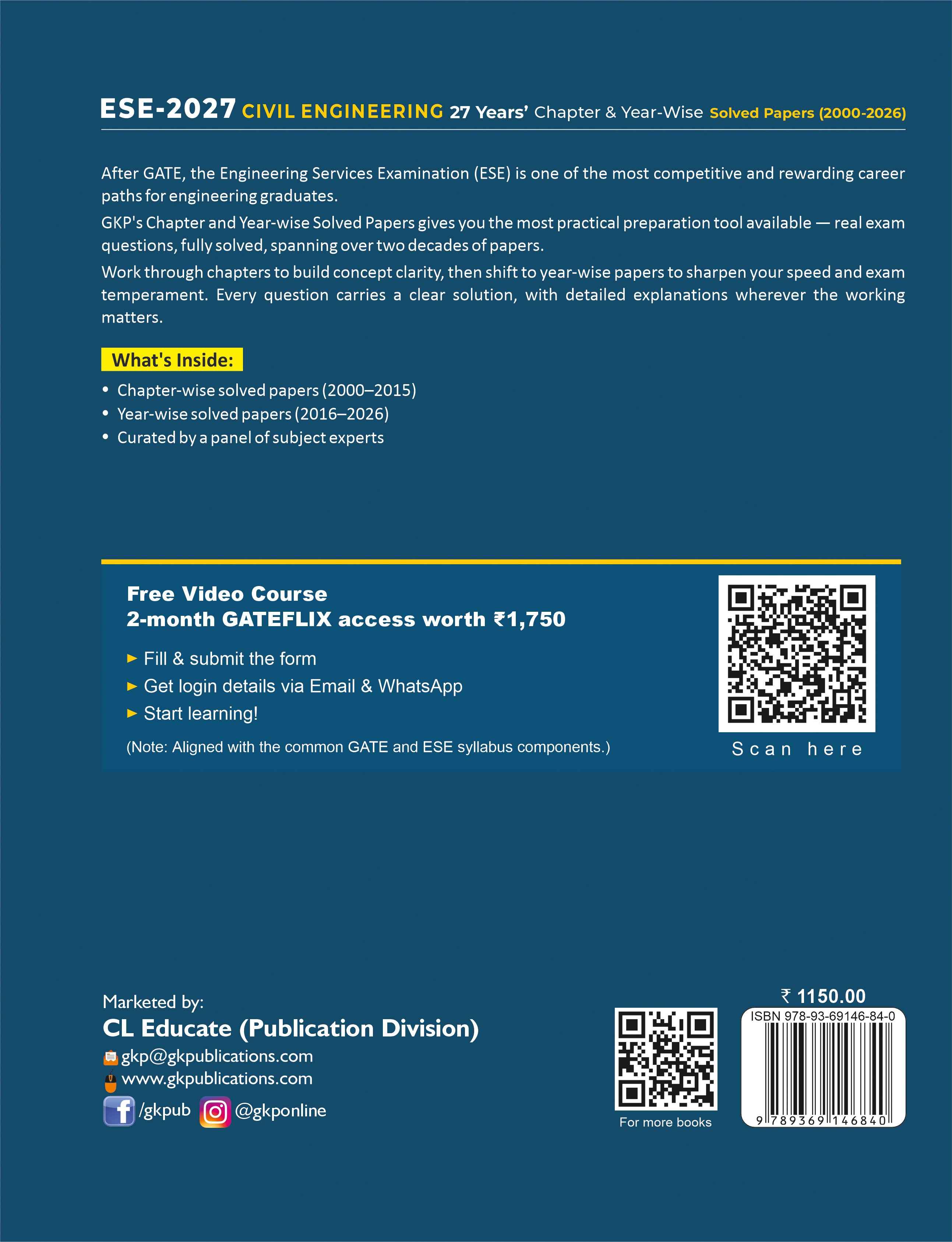ESE-CE 2027 Solved Papers (2000-2026) | Civil Engineering Paper-2 | Chapter & Year-Wise PYQs | UPSC Engineering Services Prep Book | ESE Prelims Exam Papers - GK Publications