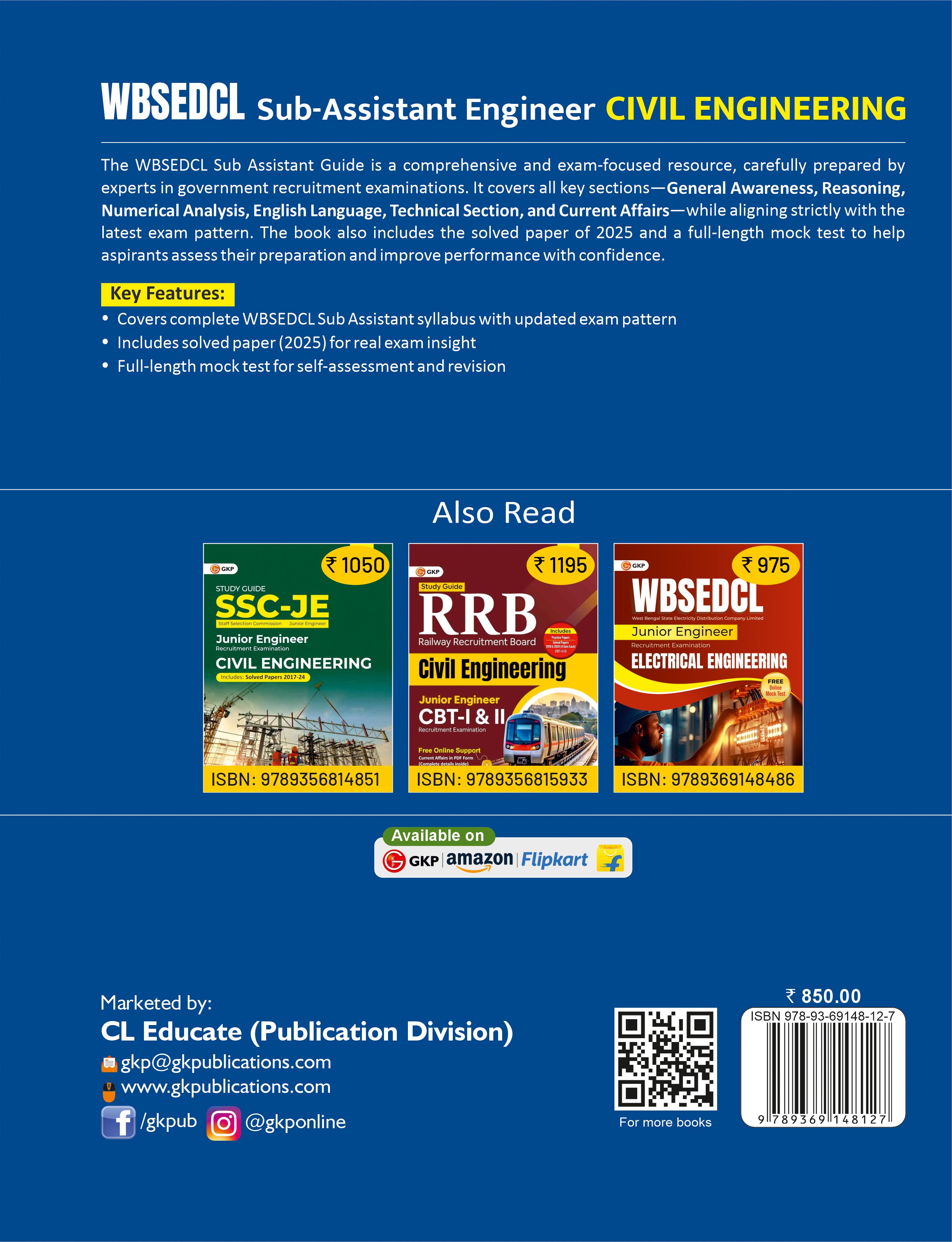 WBSEDCL 2026: Civil Engineering - Sub-Assistant Engineer Exam Study Guide | Includes Previous Year Solved Papers of 2025 & Full-Length Mock Test | WBSEDCL Civil Engineer Exam Prep