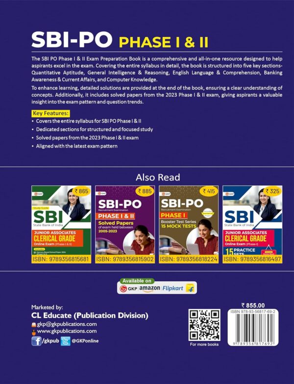 SBI-PO 2025 : Study Guide for Phase 1 & 2 | Includes Solved Papers 2023 | State Bank of India – Probationary Officers