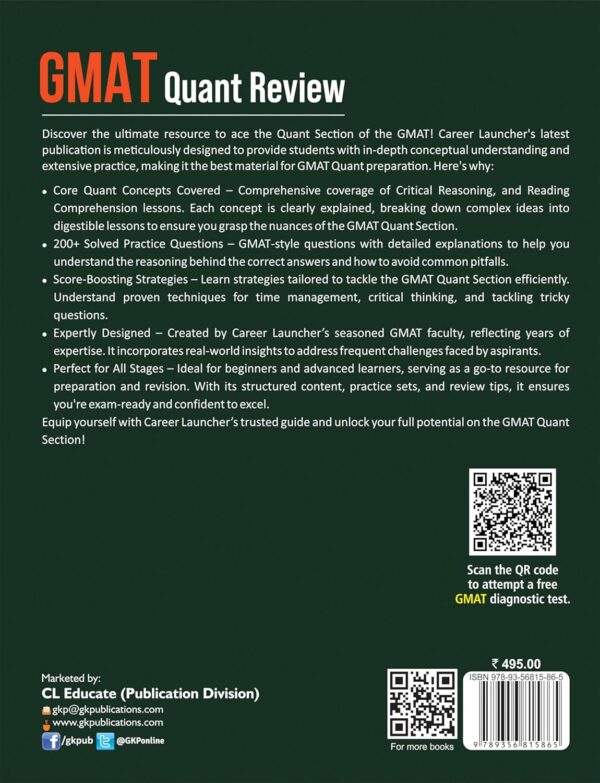 GMAT 2025 : Quant Review Guide by Career Launcher | Core Concepts & Detailed Explanations | 200+ Solved Practice Questions