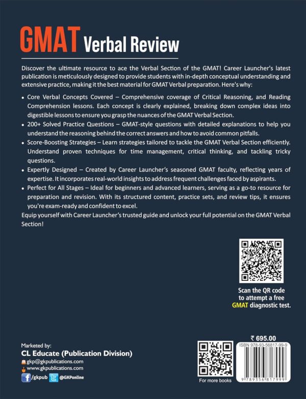 GMAT 2025 : Verbal Review Guide by Career Launcher | Core Concepts & Detailed Explanations | 200+ Solved Practice Questions